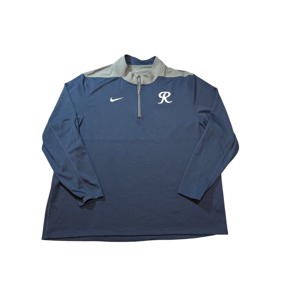 Nike Tacoma Rainiers Baseball Windbreaker Mens 3XL Blue Navy 1/4 Zip Pullover - Picture 2 of 9